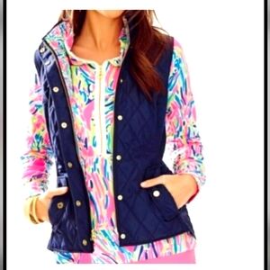 Lilly Pulitzer Navy Quilted Vest SMALL
